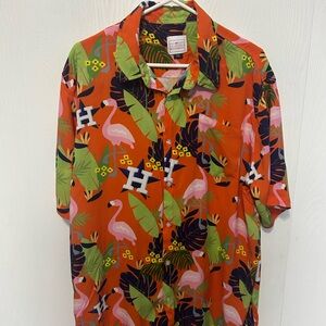 Houston Astros Flamingo orange button up men’s shirt size 2XL